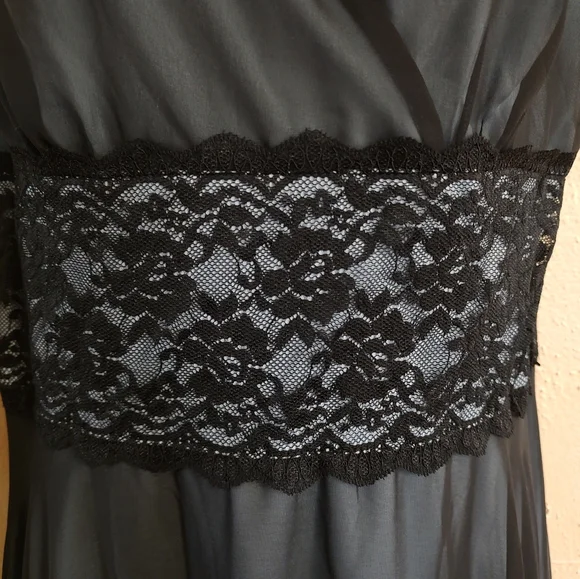 Iconic Vintage Y2K Black Chiffon Lace Formal Cocktail Slip Dress Size 12 Large - Picture 11 of 13